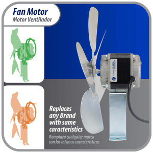 Appli Parts APFM-341E 34W refrigeration condenser and evaporator motor 115V 60Hz 1.5A 1450rpm includes base and 12in aluminum Fan Blade CCW shaft end Universal fit