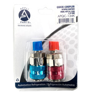 Appli Parts APQC-134K Quick Coupler Kit R-134a Adapters for automotive Air Conditioning Charge includes 1/4 in Hi and Low Straight professional grade pressure connections 