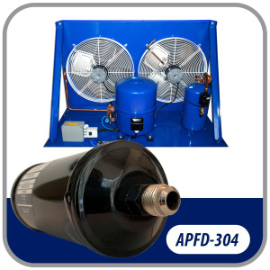 Appli Parts APFD-304 1/2 in Liquid Line Refrigerant AC Filter Drier hvac Refrigeration 304 SAE Flare connection universal unidirectional 10-1/2 in long 3-1/4 in wide