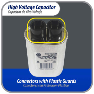 Appli Parts APMC-21105 Condensador Capacitor para microondas 1.05 Mfd uF (microfaradios) Alto Voltaje 2100V tipo CH85 21105 Remplazo universal para multiples marcas
