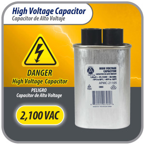 Appli Parts APMC-21105 Condensador Capacitor para microondas 1.05 Mfd uF (microfaradios) Alto Voltaje 2100V tipo CH85 21105 Remplazo universal para multiples marcas