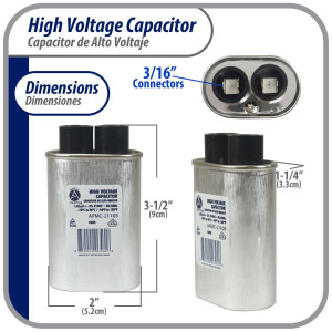 Appli Parts APMC-21105 Condensador Capacitor para microondas 1.05 Mfd uF (microfaradios) Alto Voltaje 2100V tipo CH85 21105 Remplazo universal para multiples marcas