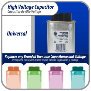 Appli Parts APMC-21105 Condensador Capacitor para microondas 1.05 Mfd uF (microfaradios) Alto Voltaje 2100V tipo CH85 21105 Remplazo universal para multiples marcas