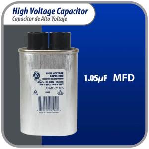 Appli Parts APMC-21105 Condensador Capacitor para microondas 1.05 Mfd uF (microfaradios) Alto Voltaje 2100V tipo CH85 21105 Remplazo universal para multiples marcas