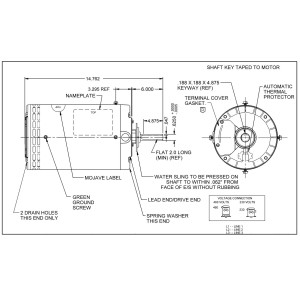 US Motors Mojave 1 hp 1140 rpm, 6 polos, 1 eje, OAO Cerramiento, 1 velocidad, 6.3 diametro, Reversible, 208-230 V/460 V, 60 hz, 3 ph, 1818H P063ELS5030015B, 
Sirve FC3106F H667 X502 CFM3156A 10502