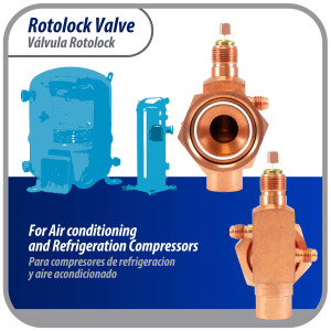 Appli Parts APRV-VA07 Rotolock Valve V07 1-3/4 in x 7/8 in ODF solder connection Universal replacement valve will work for refrigeration and air conditioning systems