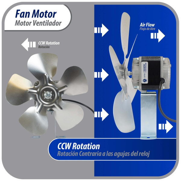 Appli Parts APFM-342E 34W Condenser and Evaporator Fan Motor 220V 60Hz 1.2A, Includes 12in Aluminum Fan Blade and Mounting Base, Universal Replacement for Commercial Refrigeration Units Appli Parts APFM-342E 34W Condenser and Evaporator Fan Motor 220V 60Hz 1.2A, Includes 12in Aluminum Fan Blade and Mounting Base, Universal Replacement for Commercial Refrigeration Units