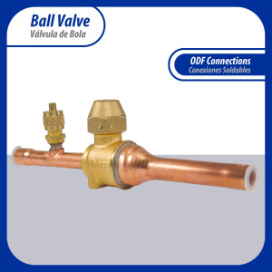 Appli Parts APBV-038 3/8 in Shut Off Ball Valve ODF Universal Replacement 610 psi (4.2 Mpa) max pressure -22 F to 248 F work temperature with 1/4 in SAE service port, with 6-1/2 in overall length