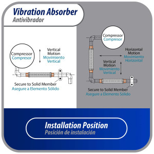 Appli Parts APVE-258 Antivibrador 2-5/8 pulg Soldable Eliminador de Vibracion 61cm Largo 300psi presion maxima de trabajo y 3.265psi presion de rotura