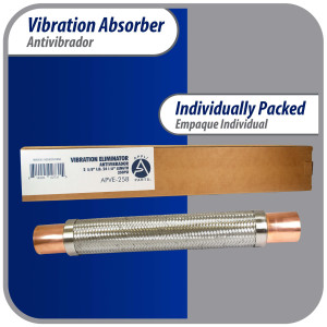 Appli Parts APVE-258 Antivibrador 2-5/8 pulg Soldable Eliminador de Vibracion 61cm Largo 300psi presion maxima de trabajo y 3.265psi presion de rotura