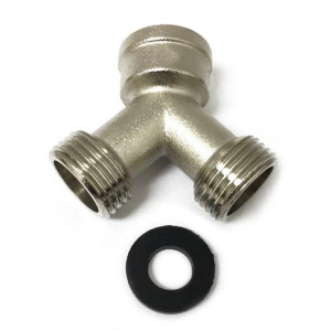 Appli Parts APIH-1234Y2 Conector Tipo Y para Mangueras de Entrada de Agua, con Empacadura, 1 conector Hembra 3/4 pulg y 2 conectores Macho 3/4 pulg