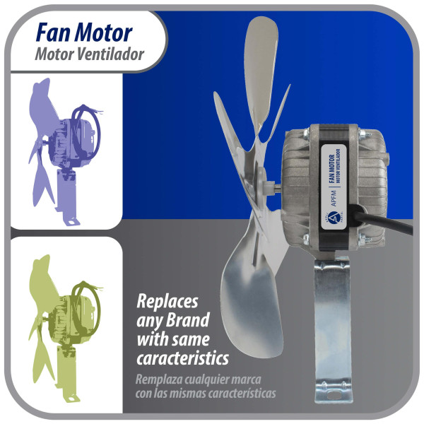 Appli Parts APFM-101E 10W Condenser and Evaporator Fan Motor 115V 60Hz 0.65A, Includes 9in Aluminum Fan Blade & Mounting Base, Universal Replacement for Commercial Refrigeration Units Appli Parts APFM-101E 10W Condenser and Evaporator Fan Motor 115V 60Hz 0.65A, Includes 9in Aluminum Fan Blade & Mounting Base, Universal Replacement for Commercial Refrigeration Units