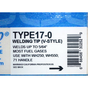 Uniweld TYPE17-0 Lampara/Boquilla de Soldar 30252