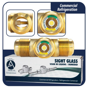 Appli Parts APSG-34A 3/4 in Sight Glass and liquid moisture indicator Flare connections with Solid Body for HVAC/R installations suitable for CFC HCFC HFC refrigerants