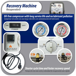 Appli Parts APRRM-11 1 Hp Refrigerant Recovery Machine for hvac freon reclaim 110 V, 60 Hz ,Portable Universal application works with multiple refrigerant includes filter drier and hose