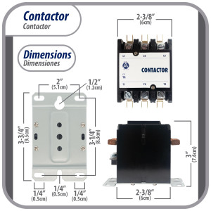 Appli Parts APAC-32024 Contactor 3 Polos 20A 24V Bobina Repuesto para Compresores de CA y Aplicaciones Electricas Certificacion UL E476929 de Trabajo Pesado
