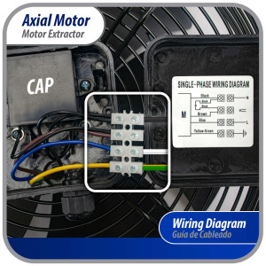 Appli Parts AXF-550 Extractor Axial 550 mm (21-5/8 pulg) 220 V, 1 ph, 60 Hz, 725W 1400 rpm, Rango Temperatura -30 C a 60 C, incluye aspa y base tipo jaula