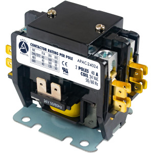 Contactor 2 Polos 20A 24V repuesto para compresores de CA y otras aplicaciones electricas Certificacion UL E476929 de Trabajo Pesado, Appli Parts modelo APAC-22024 Contactor 2 Polos 20A 24V repuesto para compresores de CA y otras aplicaciones electricas Certificacion UL E476929 de Trabajo Pesado, Appli Parts modelo APAC-22024