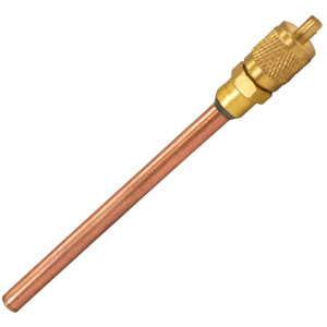 Appli Parts APVS-1431631/4 in SAE Access Schrader Valve x 3/16 ODF x 3 in Copper Stem with Valve Core and Cap with gasket and core remover for AC and refrigeration systems