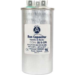Appli Parts Condensador Capacitor de Marcha 35+5 Mfd uF (microfaradios) 370VAC CBB65 Universal Aire acondicionado y otras aplicaciones Redondo UL E476928 11cm Alto 5cm Ancho CON-35/5-370-R Appli Parts Condensador Capacitor de Marcha 35+5 Mfd uF (microfaradios) 370VAC CBB65 Universal Aire acondicionado y otras aplicaciones Redondo UL E476928 11cm Alto 5cm Ancho CON-35/5-370-R