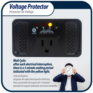 Appli Parts APVP-11EE1-4 Protector de Voltaje 120V, 50/60 Hz, 12 A, 303 joules, para Refrigerador con Tarjeta Digital, actua como supresor de picos, funciona con todas las marcas de electrodomesticos