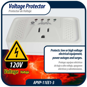 Appli Parts APVP-11EE1-3 120 V Voltage Surge Protector for Refrigerators, 50/60 Hz, 12 A, 140 joules, regulator with time delay works with all electronic appliance brands 