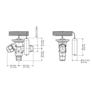 Danfoss 068Z3346 1/5 - 3TR Expansion Valve Body, T 2, R134a,R513A, 3/8x1/2 in, Flare, Internal Equalized, Single-flow, -40 to 50 F, Capacity determined by Orifice size Sold Separately, Identical Product 068Z3542