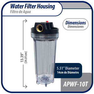 Appli Parts APWF-10T Water Filter 10 in Clear with 3/4 in Female Bronze Connector (Does not include the filter element)