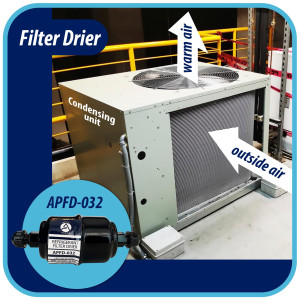 Appli Parts APFD-032 Liquid Line Filter Drier 1/4in SAE Flare Connection Universal Unidirectional HVAC Refrigeration Filter, 4.5in Long, 1.75in Wide