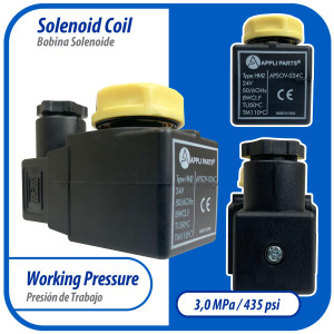 Appli Parts APSOV-024C 24 V Solenoid Coil, 50/60 Hz, compatible with multiple refrigerants CFC, HCFC and HFC, Valve body not included