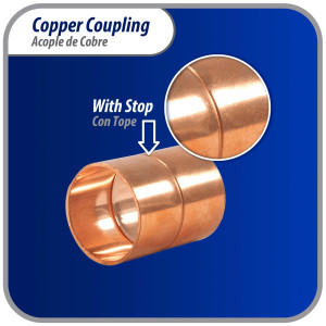 Appli Parts AP-A078 7/8 in Wrot Copper Coupling fitting CxC Sweat connections for refrigeration, air conditioning and plumbing applications ACR and Type L copper pipe 
