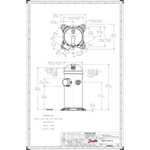 Danfoss HRH056U1LP6 4.7 tons 56.000 btu/h R410A Compresor Scroll para Aire Acondicionado 208-230/1/60 (V/Ph/Hz) Descarga 1/2 pulg, Succion 7/8pulg, ODF, Aceite PVE 121L1303, 121L1306