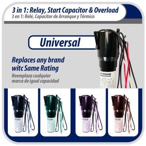 Appli Parts Relay de Arranque, Capacitor y Termico Kit 3 en 1 RCO-410 remplazo para compresores de capacidad entre 1/4 y 1/3hp 115V UL SA44719 APTO-410
