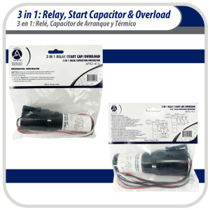 Appli Parts Relay de Arranque, Capacitor y Termico Kit 3 en 1 RCO-410 remplazo para compresores de capacidad entre 1/4 y 1/3hp 115V UL SA44719 APTO-410