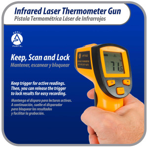 Appli Parts APTT-DLD Infrared Thermometer Gun: Versatile Laser Temperature Measurement Tool for Cooking, HVAC, Engine Diagnostics and More -58 F to 1022 F or Celsius Scale
