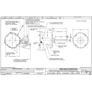 US Motors 1860 Motor para Unidad Condensadora de Aire Acondicionado 1/4HP 1075 rpm, 6 polos, 1 eje, TEAO Cerramiento, 1 velocidad 5.6 diametro, Reversible, 208-230 V, 60 hz, 1 ph, 5 mfd/370 VAC Capacitor K055WMS1280012B