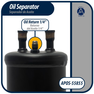 Appli Parts APOS-55855 5/8 in ODF Oil Separator, compatible with CFC,HCFC,HFC,R22,R407C,R502,R134a,R404A,R507, Working temperature 14 F to 266 F