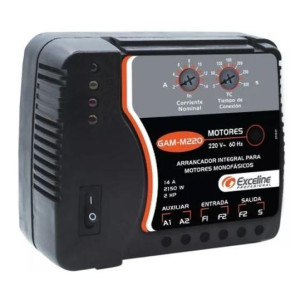 Arrancador Motores Monofasicos hasta 2HP 14Amp 220V Bornera Exceline GAM-M220