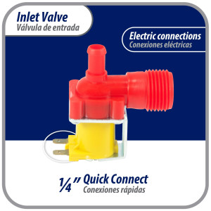 Appli Parts APVI-1111 Single Water Inlet 120 V Solenoid Valve for Refrigerators and Ice Makers, 50/60 Hz, 0.95 A, Inlet 3/4 in NPT Outlet 1/4 in