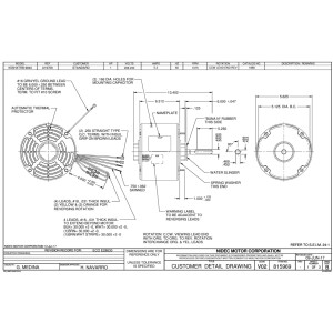 US Motors 1888 1 Hp 1075 rpm, 6 polos, 1 eje, ODP Cerramiento, 1 velocidad, Reversible, 208-230 V, 60 hz, 1 ph, 15 mfd/370 VAC Capacitor, para Unidad Condensadora K055TRB9840012B